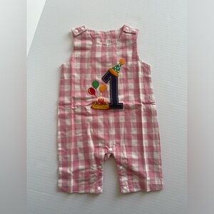 Pink Checkered Baby Romper 1st Birthday Design